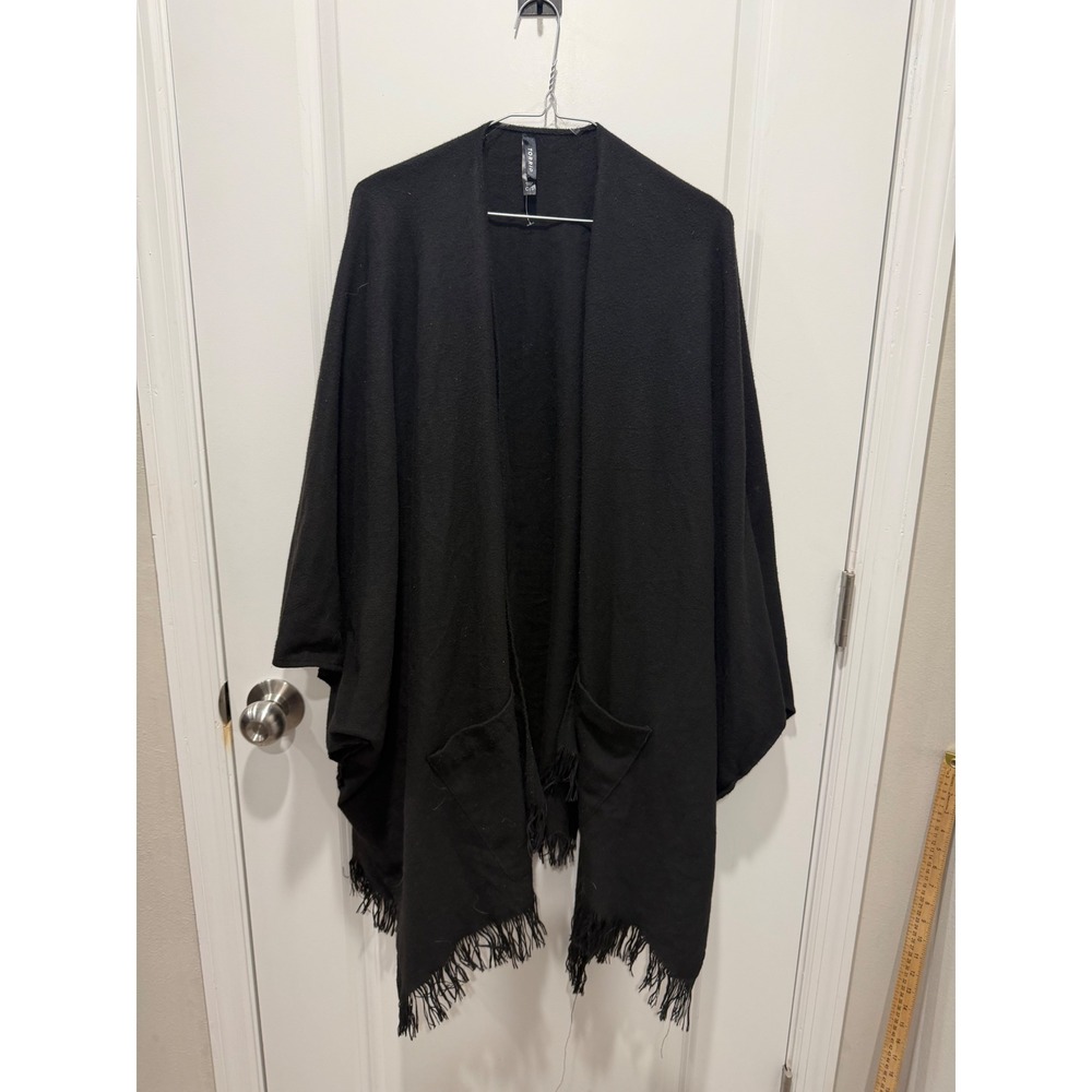 Torrid Womens Poncho Wrap Fringe Hem Black O/S